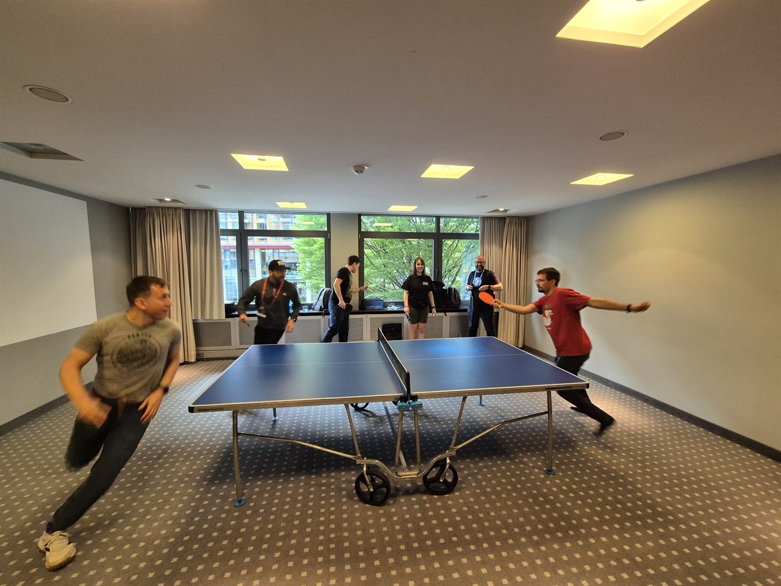 A relaxing game of table tennis after the workshops